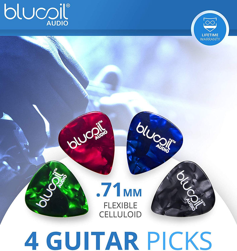 Seymour Duncan SA-3HC Woody HC Hum-Canceling Soundhole Pickup for Steel String Acoustic Guitars Bundle with Blucoil 2-Pack of Pedal Patch Cables, and 4-Pack of Celluloid Guitar Picks