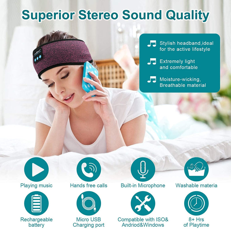 [AUSTRALIA] - MUSICOZY Sleep Headphones Bluetooth Headband Wireless Music Headband Headphones, Earbuds IPX6 Waterproof for Side Sleepers Women Men Workout Running Insomnia Travel Yoga Cool Gadgets Unique Gifts 