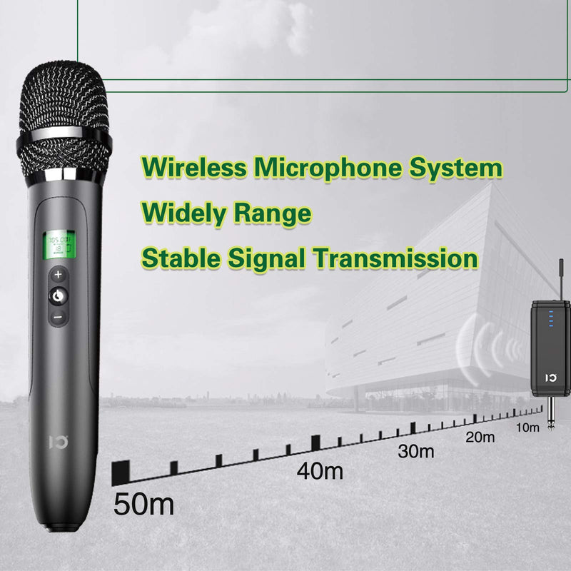 [AUSTRALIA] - Wireless Microphone System Portable Dynamic Handheld Mic UHF Moving-Coil Vocal Microphone with Rechargeable Receiver for Karaoke, Singing, Party, Wedding, Meeting, Church, DJ, Speech, Class, Outdoors 