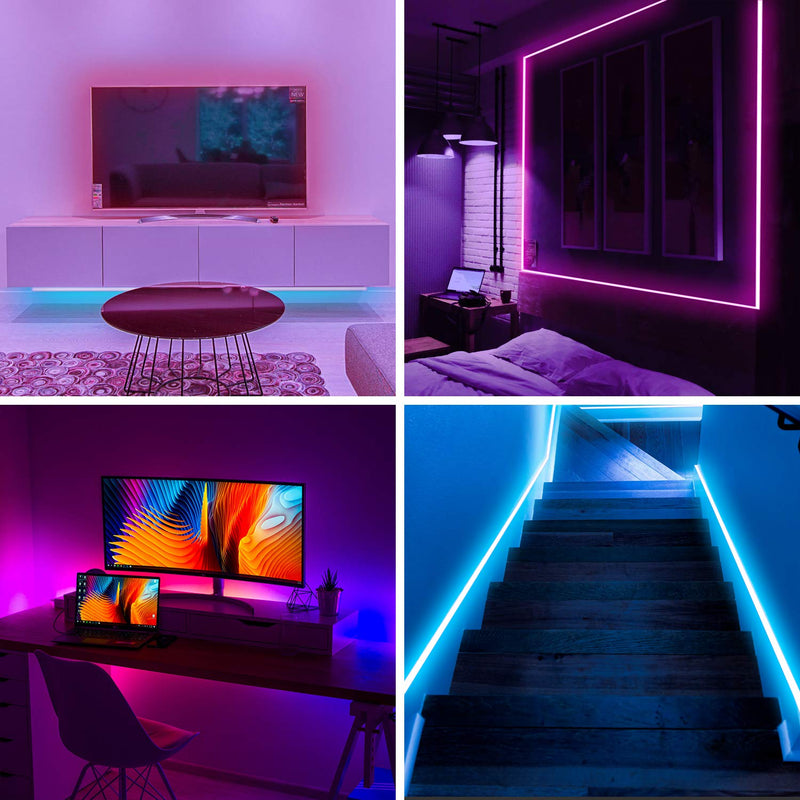 [AUSTRALIA] - Wigbow 39.4ft/12m LED Strip Lights 3M Adhesive Non-Waterproof Music sycn Color Changing with Bluetooth APP Control,LED Light Strips Kit Suit for Home Bedroom Decoration Kitchen Party 12m(39.4ft) 