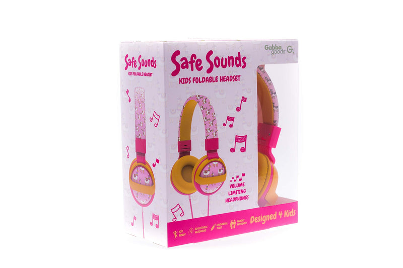 Gabba Goods Premium Kids Safe Sound Printed & Foldable Over The Ear Comfort Padded Stereo Headphones for Children with AUX Cable | Earphones Pink Llama
