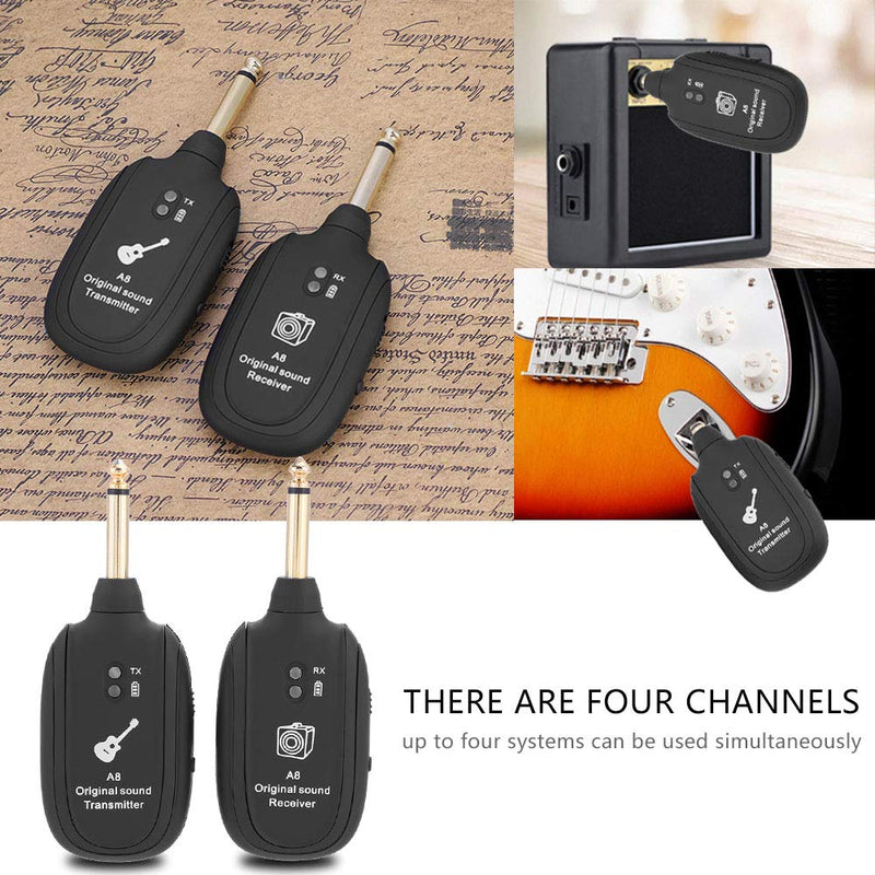 Portable Wireless Guitar System Rechargeable Guitar Transmitter Receiver Set for Electric Guitar