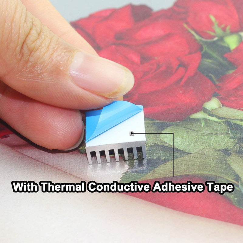 WeiMeet 50 Pieces Heatsinks Aluminum Copper Heatsinks Cooler with Thermal Conductive Adhesive Tape for Raspberry Pi B B+ 2/3/4