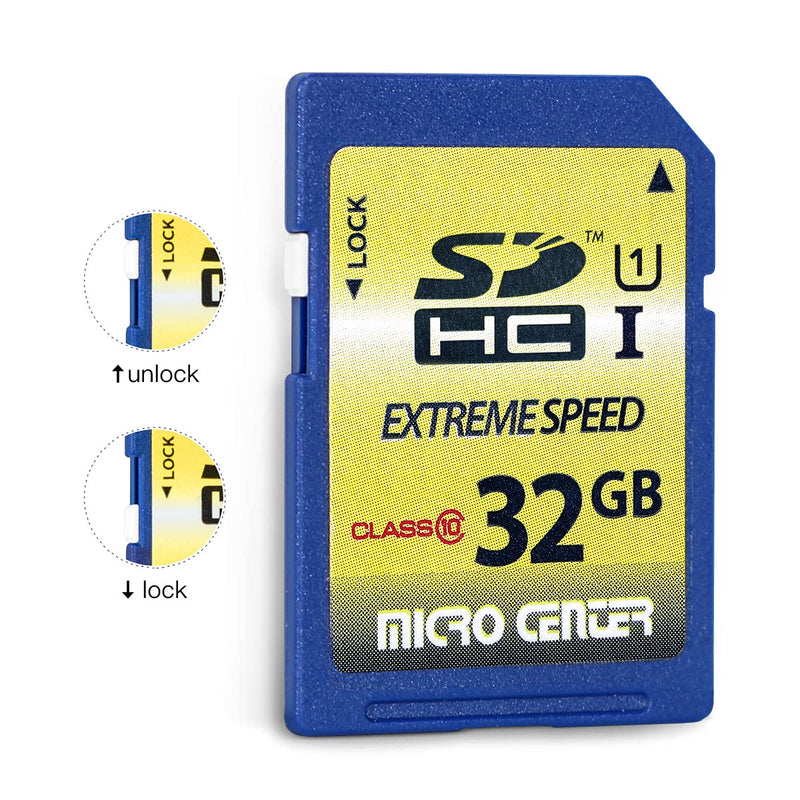 Micro Center 32GB Class 10 SDHC Flash Memory Card Full Size SD Card USH-I U1 Trail Camera Memory Card