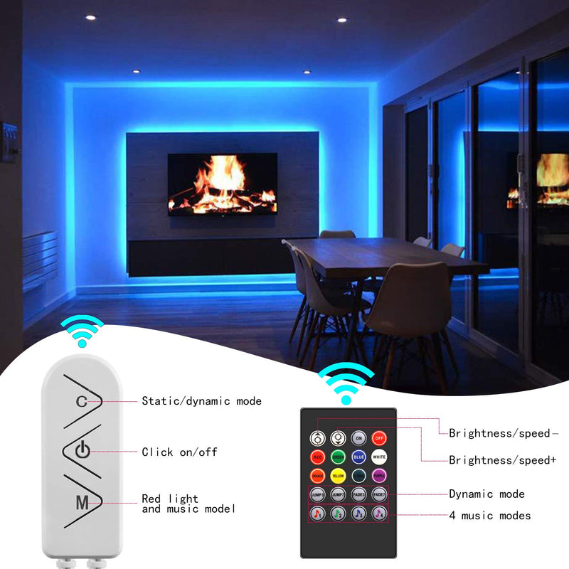 [AUSTRALIA] - 50Ft/15m LED Strip Lights, Color Changing RGB LED Light Strips with Remote, Music Sync Built-in Mic Bluetooth App Controlled 5050 LED Lights for Bedroom, Kitchen,2×25ft 