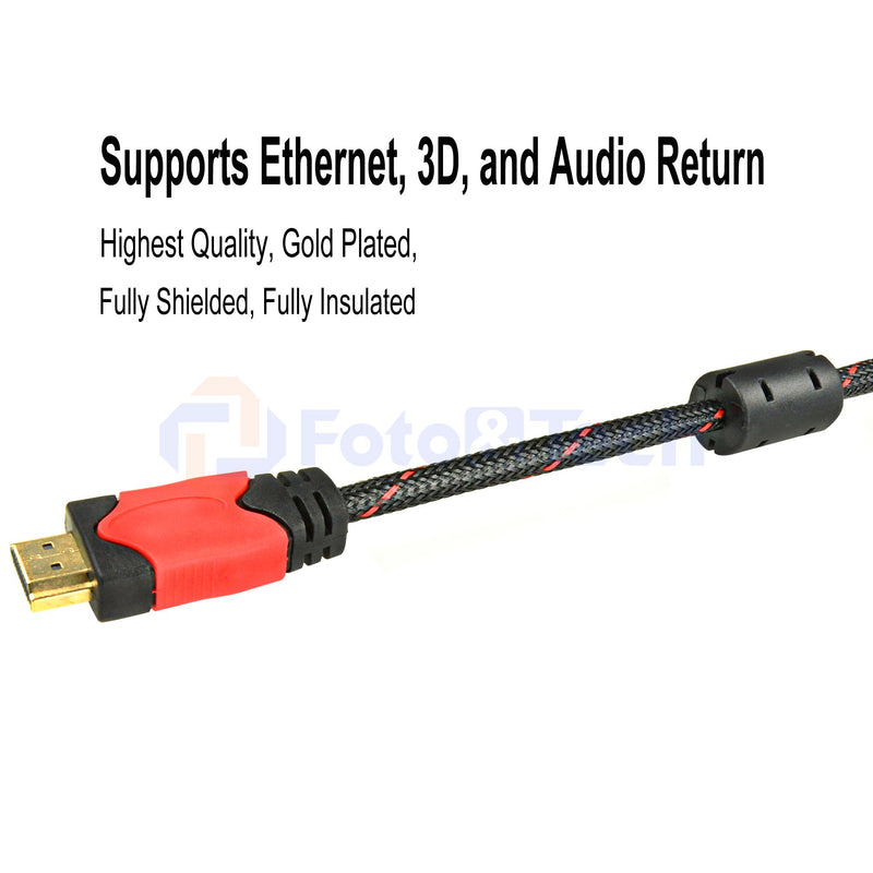 Foto&Tech 10FT Mini-HDMI-HDMI Cable Compatible with Blackmagic Design UltraStudio Mini Recorder Wirecast Live Stream Nikon D1X/D3/D4/D4s/D300/D750/D600/D610/D700/D40/D50/D60/D70s/D80/D90/D7100/D7000
