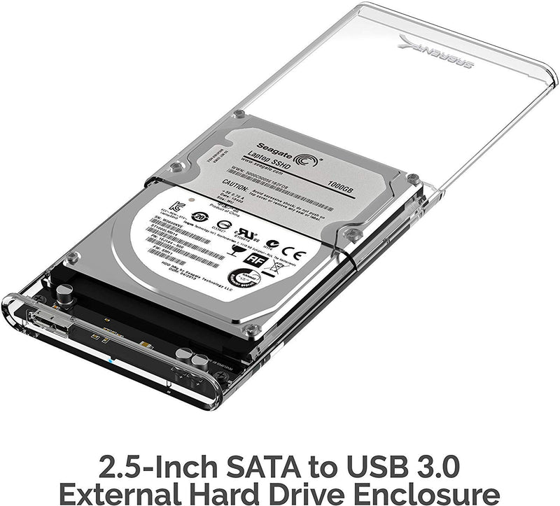 SABRENT 2.5-Inch SATA to USB 3.0 Tool-Free Clear External Hard Drive Enclosure [Optimized for SSD, Supports UASP SATA III] (EC-OCUB)