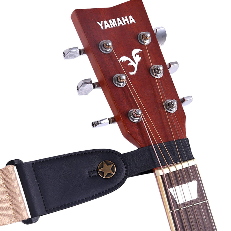 Miwaye Guitar Strap String, Black Leather Guitar Neck Strap Button, Acoustic Guitar Headstock Strap Tie, Strap Lock 1 PCS