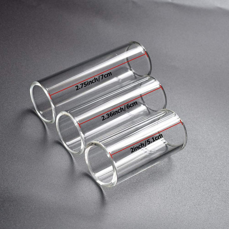 3 Pcs Glass Guitar Slides 51MM 60MM 70MM Finger Slides for Electric & Acoustic Guitar Bass