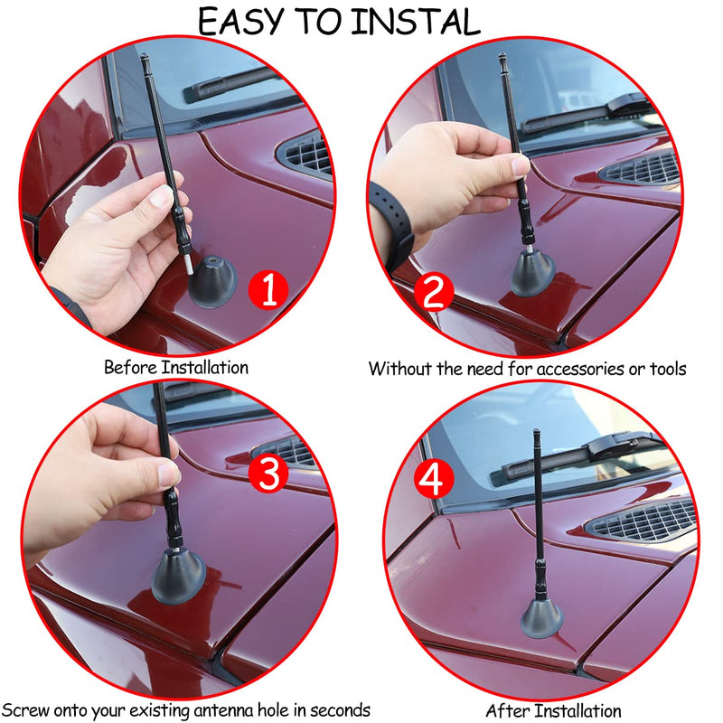 Fit for Toyota FJ Cruiser 2007-2021 6 Inches Antenna Trim, Metal Radio Antenna Replacement, Black 6 inch