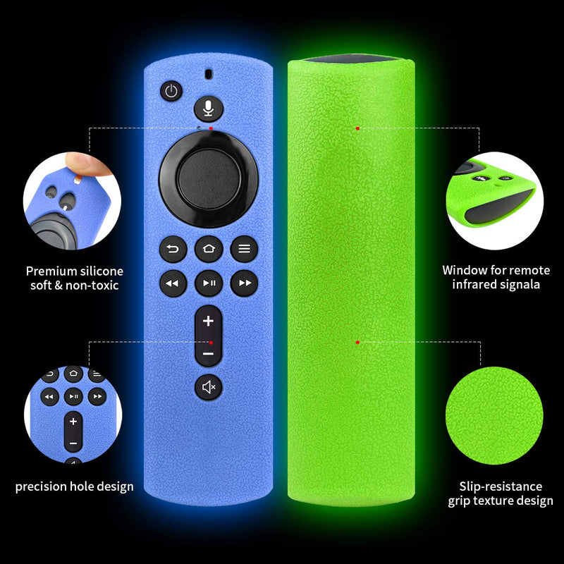 4Pack Case for Firetv Remote, Fire Stick Remote Cover Case, Silicone Cover for TV Firestick 4K/TV 2nd Gen(3rd Gen) Remote Control - Light Weight/Anti Slip/Shockproof - Green,Blue,Orange,Mint Blue