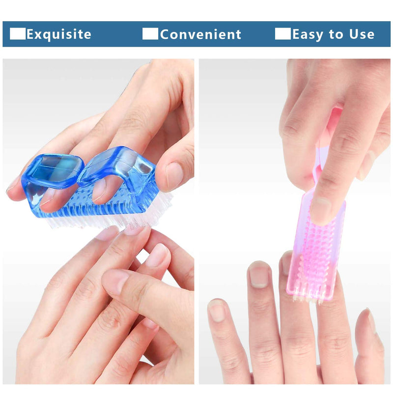 Handle Grip Nail Brush, 4 Pieces Hand Fingernail Scrub Cleaning Brushes Kit with 1 Piece Pedicure Brush for Toes and Nails Cleaner Men Women