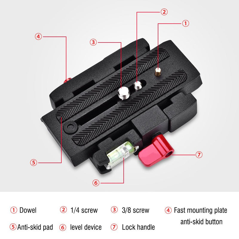 Quick Release Base Plate, Vbestlife Aluminium Alloy Camera Base Plate for Manfrotto 501, 500AH, 701HDV, 503HDV, Q5 and More, Black
