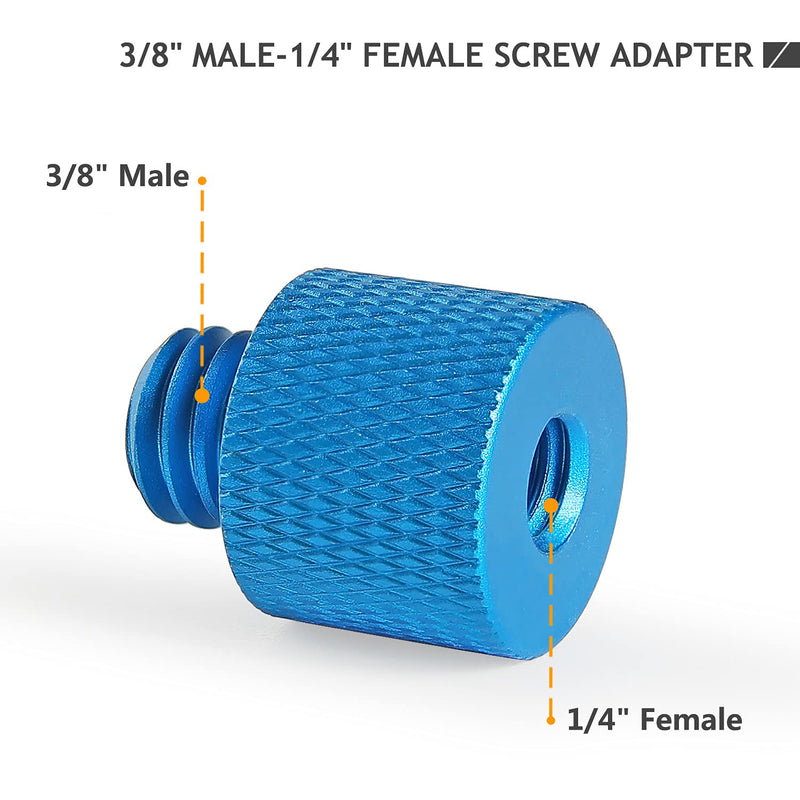 Camera Screw Adapter Thread 1/4" Male to 3/8" Female and 3/8" Male to 1/4" Female Adapter Set for Camera Monitor, Tripod, Mount Frgyee (Blue) Blue