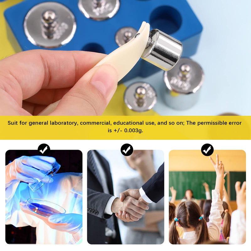 Mardatt 7 Pcs Precision Scale Calibration Weight Set, 5g 10g 2x20g 50g 100g Grams Steel Weights Calibration with Tweezers for Digital Balance Scale, Jewellery Scale, M2 Class(Total 200g)