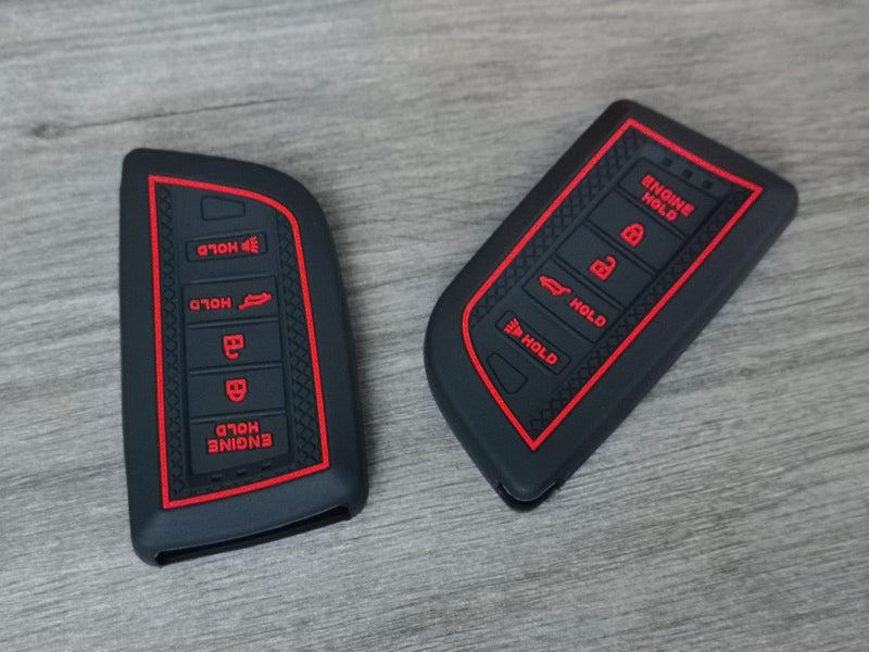RUNZUIE 2Pcs 5 Buttons Silicone Smart Remote Key Fob for 2022 2023 Acura RDX MDX Integra A-spec w/Tech CVT Key Fob Cover (Black with Red) Black with Red