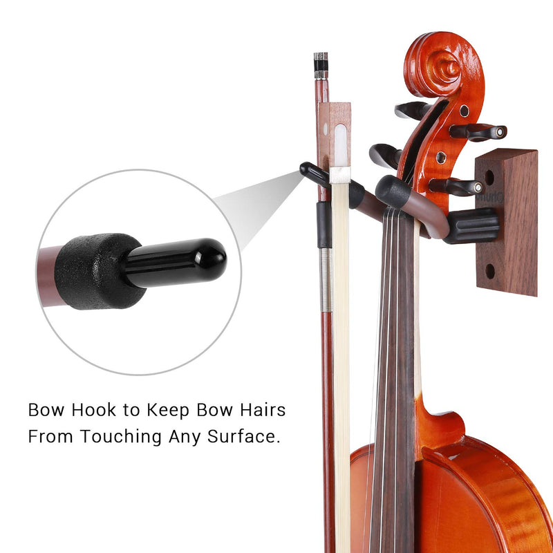 Violin Wall Mount Hanger, Ohuhu Hardwood Violin Hanger with Bow Holder for Home & Studio