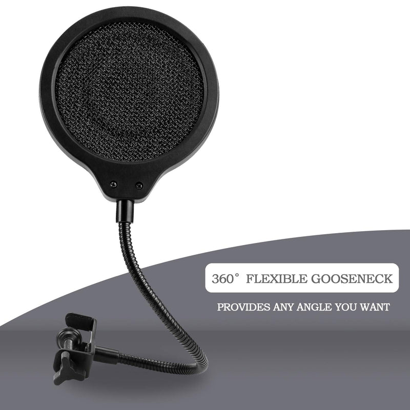 YOUSHARES Microphone Windscreen Used for Wave:3 Mic - 4 Inch 3 Layers Pop Filter with Flexible 360° Gooseneck Clip Compatible with Elgato Wave:3 USB Condenser Mic to Improve Sound Quality