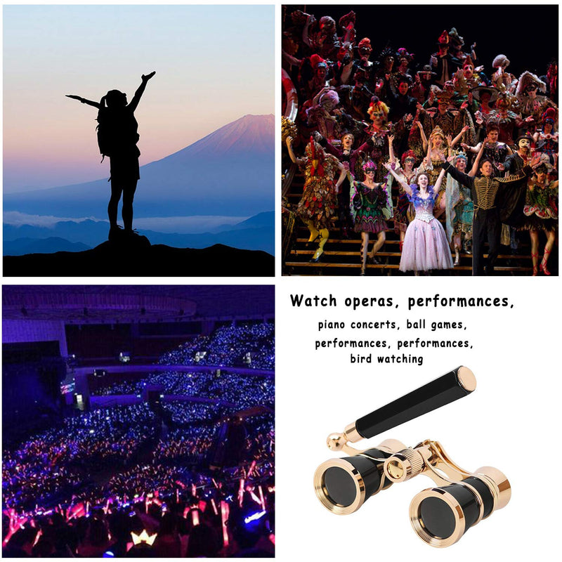 Aroncent Opera Glasses Binoculars 3X25 Theater Glasses Mini Binocular Compact with Adjustable Handle for Adults Kids Women in Opera Musical Concert black