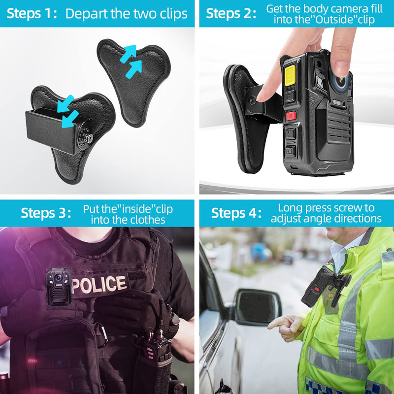 CAMMHD Body Camera Magnet Mount, Support 45° Angle Adjustable for Body Camera, 6 Strong Magnets, Universal Magnetic Suction Clip for All model Body Cameras, Make from Durable Leather, Stick to Clothes