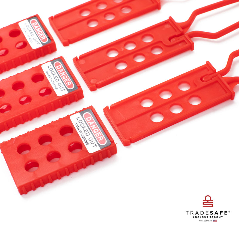 TRADESAFE Lock Out Tag Out Hasp, 3 Pack, Non-Conductive Polypropylene Plastic Safety Hasp Lock for Padlocks, Tamper-Proof and Impact-Resistant