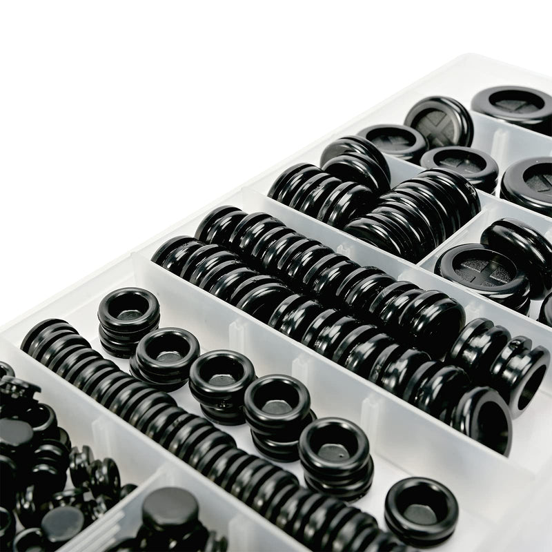 Canitu 170Pcs Rubber Grommet, Double Sided Round Rubber Plug Hole Grommets Kit 7 Sizes Drill Hole Firewall Electrical Gasket for Protecting Cable Wire Hole Plug Assortment Automotive Supply 170Pcs Double Sided Rubber Grommet
