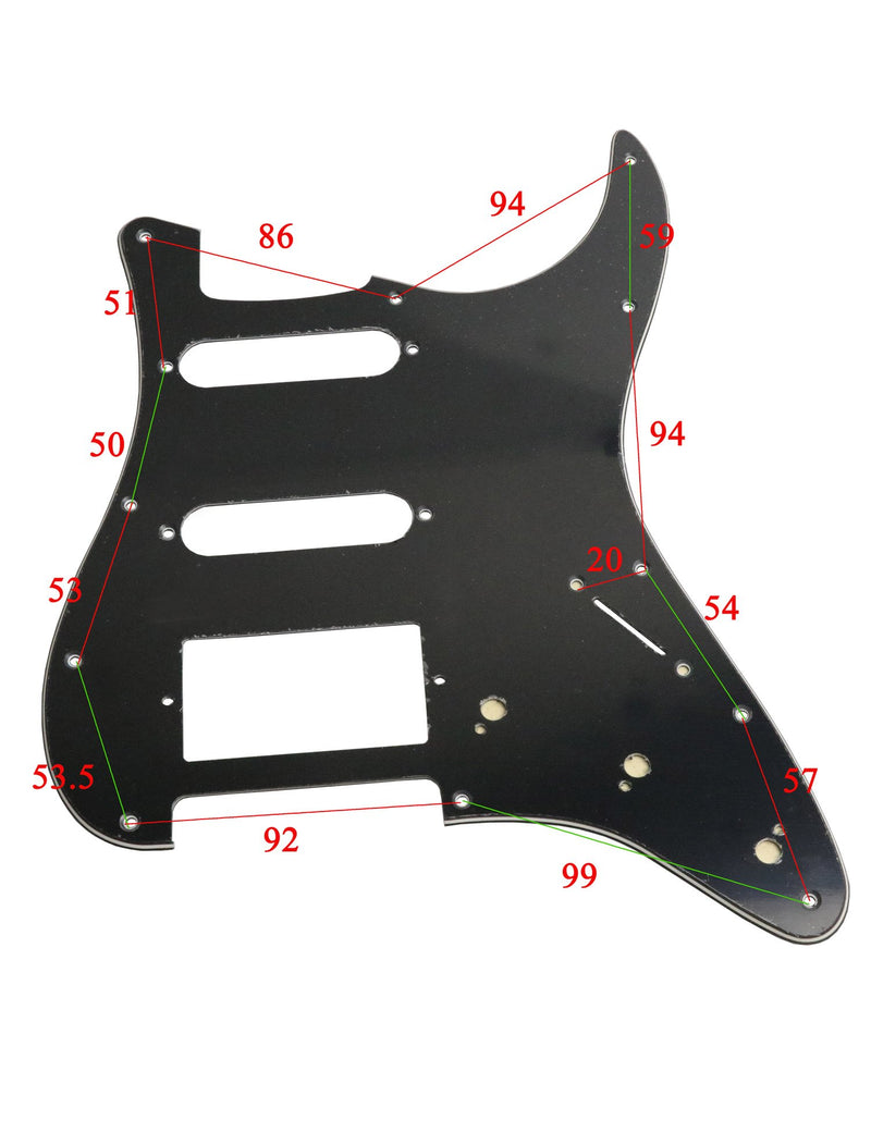 Metallor Electric Guitar Pickguard 3 Ply 11 holes 2 Single Pickup 1 Humbucker Pickup SSH Compatible with Strat Style Modern Guitar Parts Replacement(Black) Black