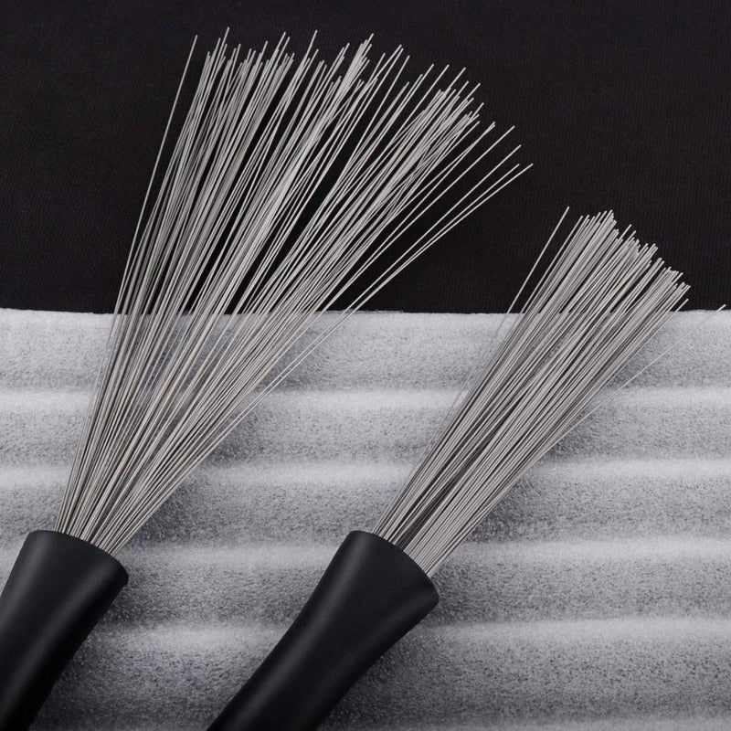 Alnicov Drum Brushes Retractable Drum Wire Brushes with Comfortable Rubber Handle for Jazz Rock Music Lover Beginners(2 Pieces)