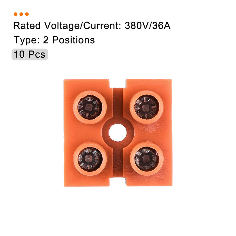 MECCANIXITY Terminal Block 600 Volts 36 amps Dual Row 2 Positions Screw Terminal Electric Barrier Strip 10 Pcs