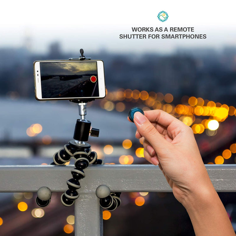 Polaroid SelfieDisc Enhanced IR Remote Shutter Release for SLR Cameras & Bluetooth Enabled Digital Cameras Compatible w/iOS, Android, Canon, Nikon, Sony, Pentax - Includes FREE Mobile App