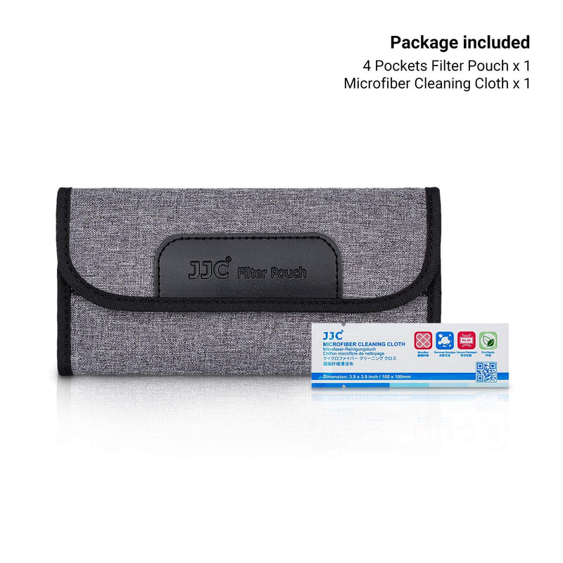 4 Pockets Filter Case for Round Filter Up to 58mm (37mm 40.5mm 43mm 46mm 49mm 52mm 55mm 58mm), Foldout Lens Filter Pouch with Microfiber Cleaning Cloth, Professional Photography Filter Bag 4 Pockets-up to 58mm