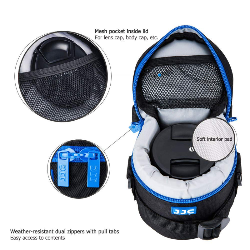 JJC Deluxe Lens Case Pouch for Canon EF-S 18-55mm/EF-S 10-18mm/EF 50mm,Nikon AF-S 18-55mm/AF-P 18-55mm/Nikkor 50mm,Fuji Fujinon XF 18-55mm/XF 23mm/XF 16mm and other Lens below 3.07" x 4.92"(D x L) S Size