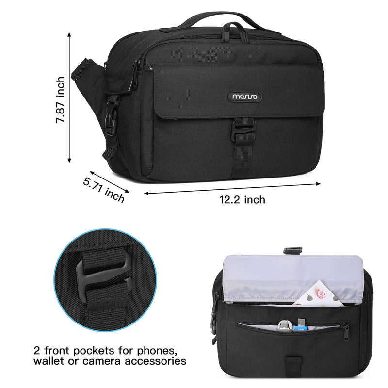 [AUSTRALIA] - MOSISO Camera Bag Case, DSLR/SLR/Mirrorless Photography Camera Messenger Bag Compact Crossbody Padded Camera Shoulder Bag with Rain Cover Compatible with Canon/Nikon/Sony Camera and Lenses, Black 