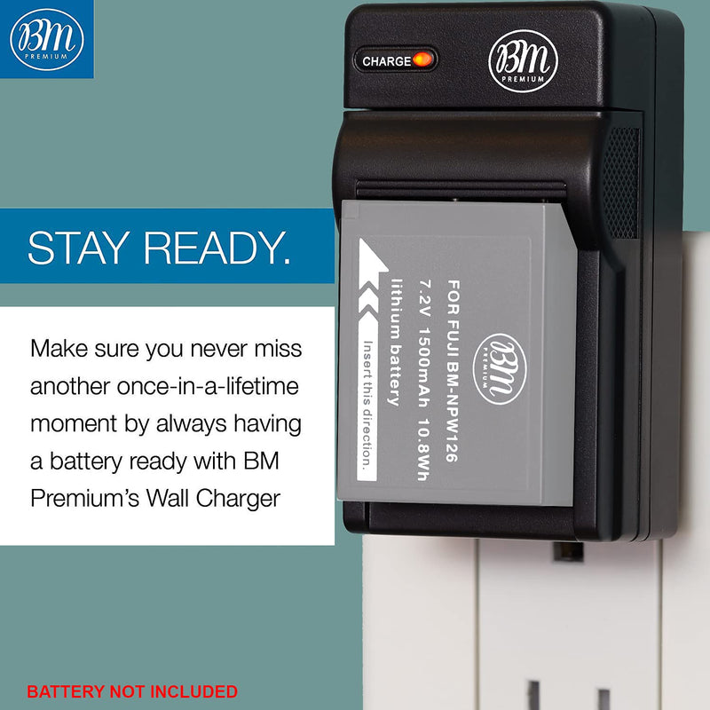 BM NP-W126S Battery Charger for FinePix X-A5, X-A7, X-H1, X-A10, X100F, X-T10, X-T20, X-Pro1, X-Pro2, 30EXR, HS33EXR, HS35EXR, HS50EXR, X-A1, X-A2, X-A3, X-E1, X-E2, X-E2S, 1 X-M1, X-T1, X-T2 Cameras