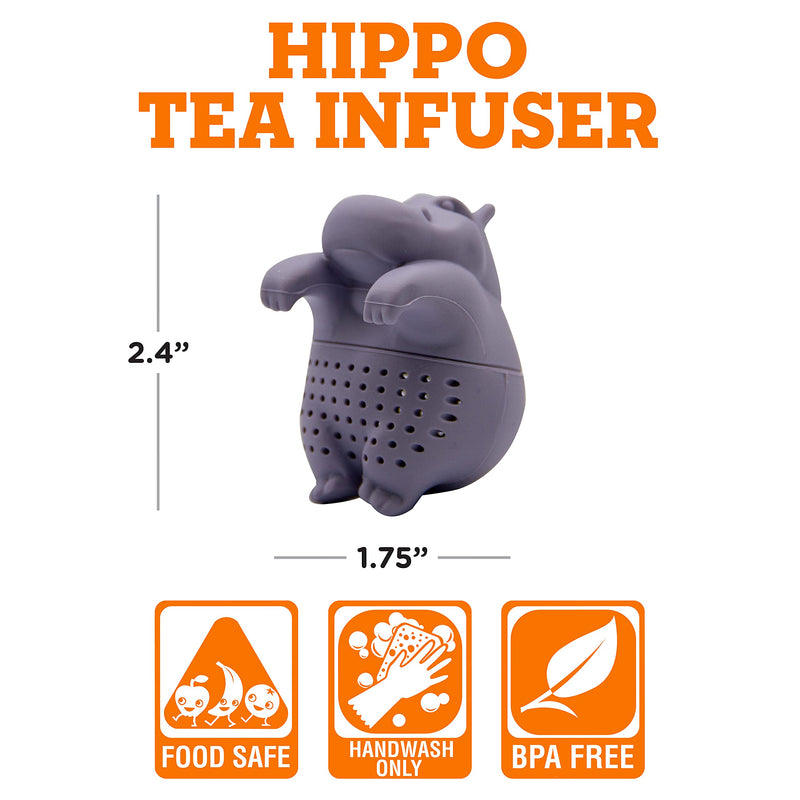 GAMAGO Hippo Tea Infuser - 100% Silicone Non-Toxic Resusable Loose Tea Steeper - Cute and Funny Gift Tea Leaf Strainer - Tea Diffuser Microwave and Dishwasher Safe for Kitchen Home Office One Size