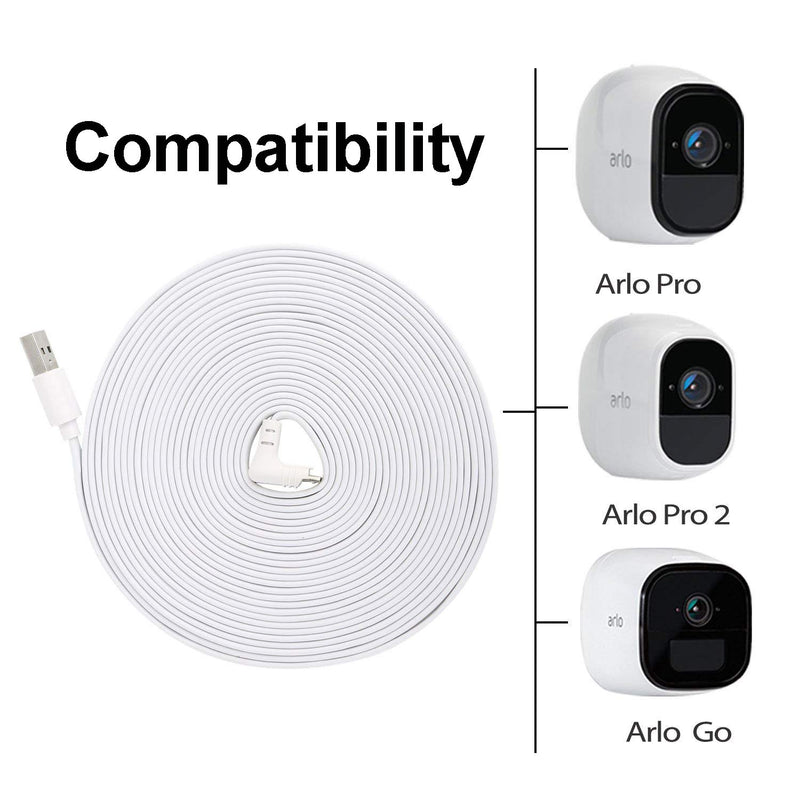 Elecguru 6m/19.68ft Charging Cable USB 2.0 Adapter Quick Charge 3.0 Power Adapter Compatible with Arlo Pro & Arlo Pro 2 and Arlo GO