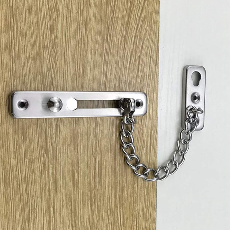 dingchi Stainless Steel Chain Door Guard, Heavy Duty Door Chain Lock with Spring Anti-Theft Press Lock for Houses, Offices, Apartments, Silver