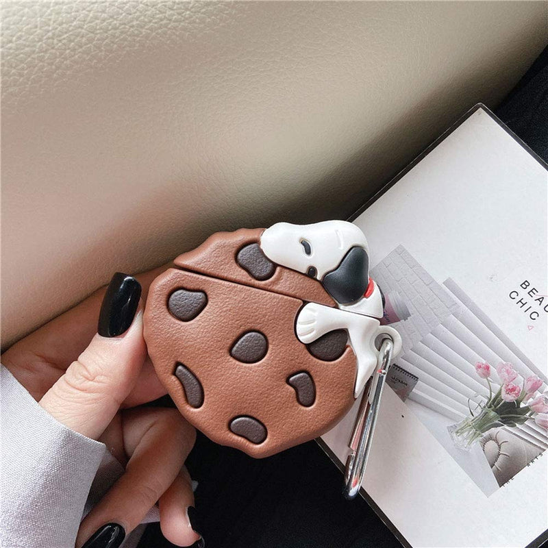 TOUBN Airpods Charging Case, Cute Greedy Sleeping Animals Cookie Airpods Cover, Soft Silicone Anti-Lost Shockproof Easy Carrying Protector, Classic Skin for Airpods 1 and 2 Girls Women Greedy Dog