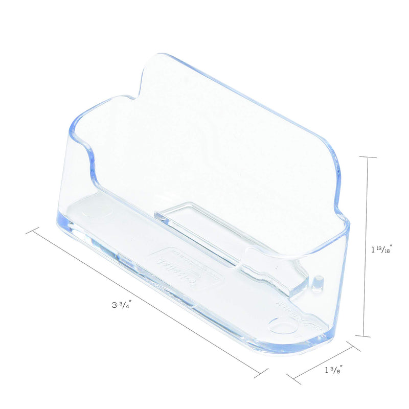 Deflecto Business Card Holder, Single Compartment, 3-3/4"W x 1-7/8"H x 1-3/8"D, Clear (70101)