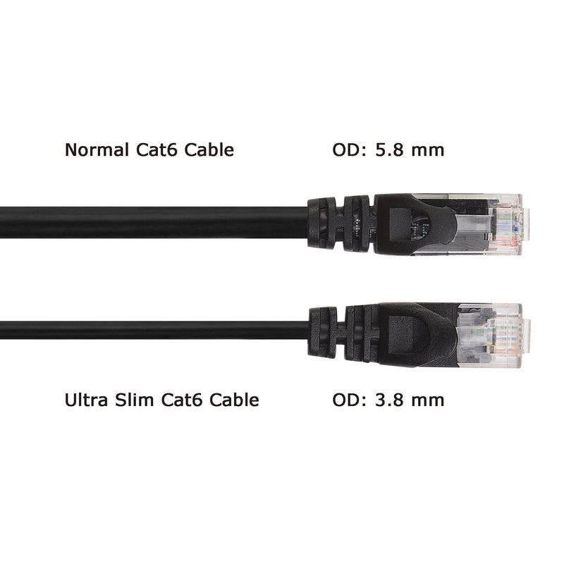 [AUSTRALIA] - Cable Matters 10Gbps 5-Pack Snagless Cat 6, Cat6 Ultra Thin Ethernet Cable 14 ft (Thin Cat6 Cable) in Black 