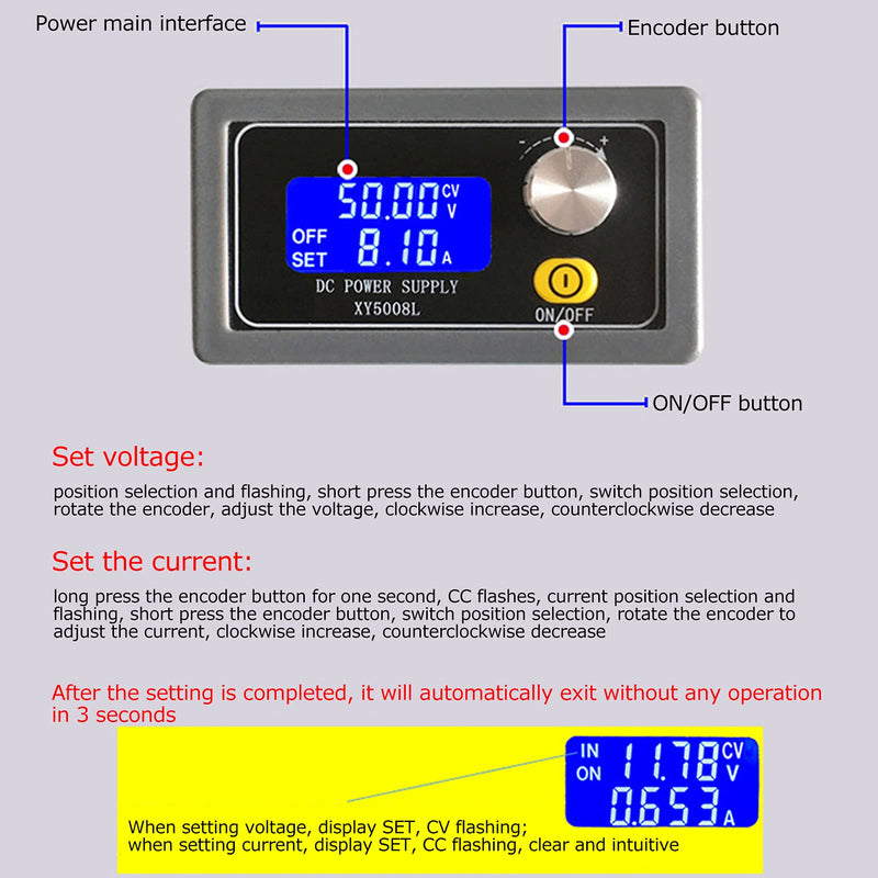 DC Power Supply Variable 50V 8A Adjustable Switching Regulated Power Supply with LED Display