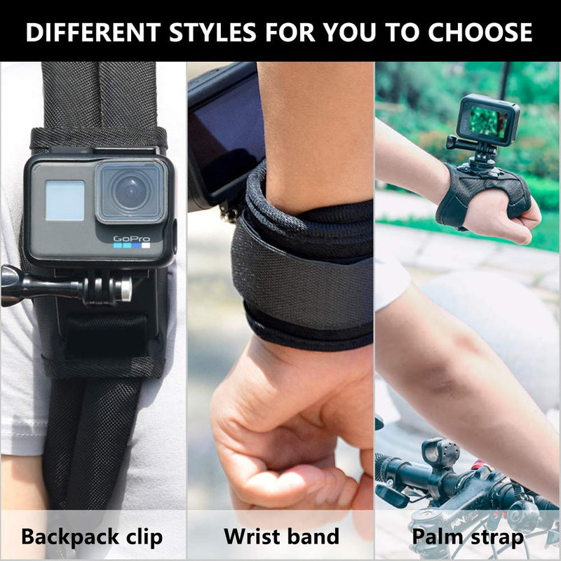 ParaPace 360 Degree Rotating Wrist Strap Mount for GoPro Hero 10/9/8/7/6/5s/5/4s/4/3+ Black Session,Adjustable Cycling Arm Band Holder for XIAOYI SJCAM Yi DJI Action Camera Outdoor Sports Accessories Wrist Strap B