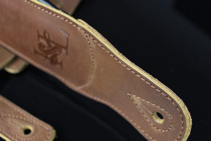 Iconic Leathers 3.25" Wide Natural Brown Dual Padded Leather Guitar and Bass Strap IL-5NatBrn