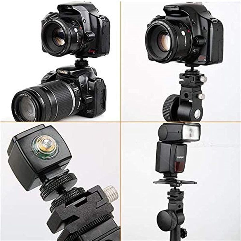 Quluxe Double Layer Camera Hot Shoe Mount to 1/4" Tripod Screw Adapter Flash Shoe Mount- Black (Pack of 2)