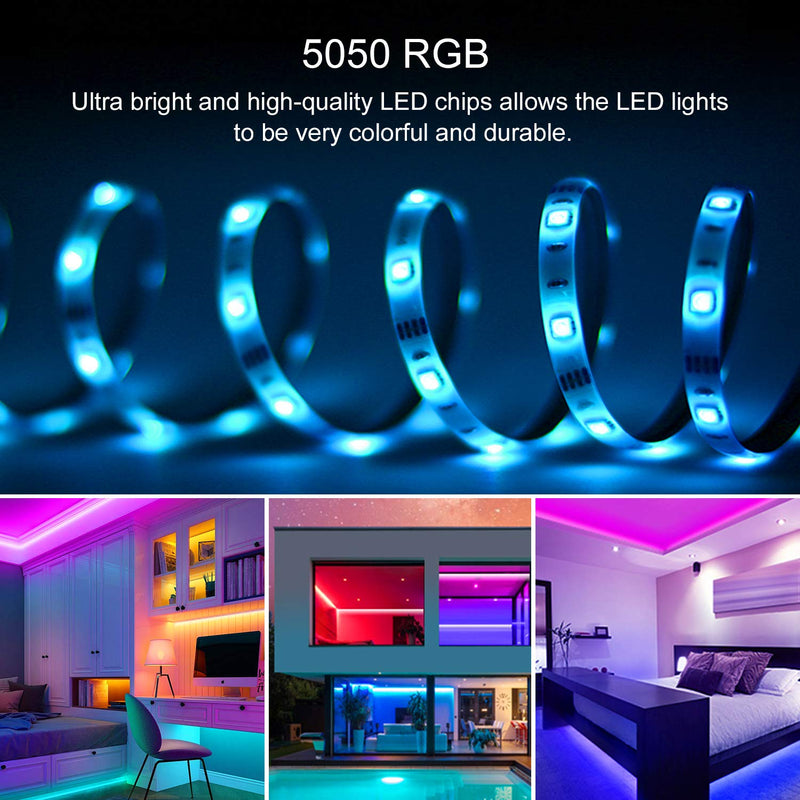 [AUSTRALIA] - LED Strip Light Music Sync 16.4ft, TASMOR USB Powered LED Light Strip with Remote Waterproof RGB 5050 Color Changing LED Strip TV Backlights for Home Decoration, TV, PC, Mirror 