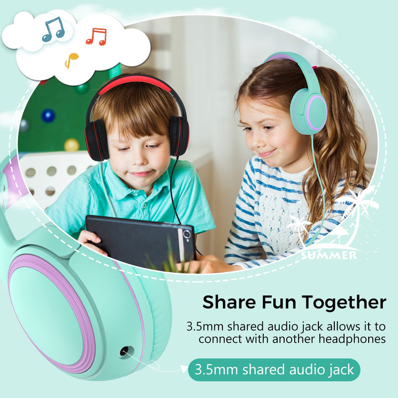 JOMILIN A10 On-Ear Headphones with Microphone, Lightweight Folding Stereo Bass Headphones with 1.5M No-Tangle Cord, Portable Wired Headphones for Smartphone Tablet Computer MP3 / 4 (Green) Green
