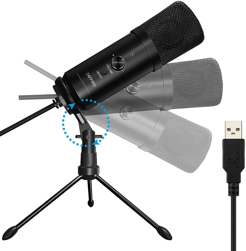 Z ZAFFIRO USB Microphone, Adjustable Microphone, Condenser Microphone for Computer Recording Vocals, Dubbing, Streaming Broadcast and YouTube Video, Conference Microphone