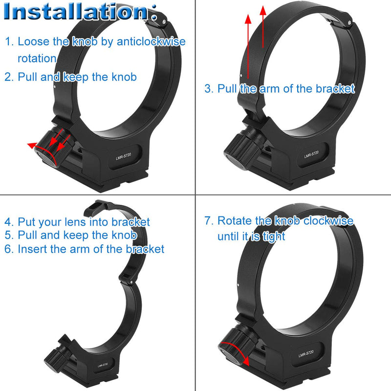 Haoge LMR-S720 Lens Collar Replacement Foot Tripod Mount Ring for Sony FE 70-200mm F4 G OSS SEL70200G Lens Built-in Arca Swiss Type Quick Release Plate