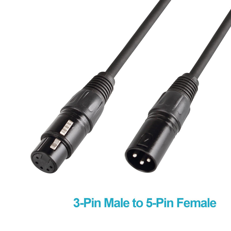 [AUSTRALIA] - 6.5ft 2M 3-Pin Male XLR to 5-Pin Female XLR DMX Turnaround DMX Adapter (2 Pack) 