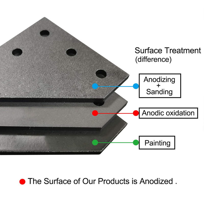 10PCS/Set Surface Anodic Oxidation Black L Shape Corner Bracket Plate 5-Hole Outside Joining Plate for 2020 Series Aluminum Profile 3D Printer Frame